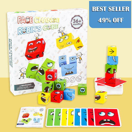 🎁5D Puslespill Pedagogisk Ansiktsskiftende Familiespill🧩
