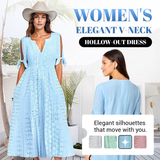 💃Elegant damekjole med V-hals og utringning