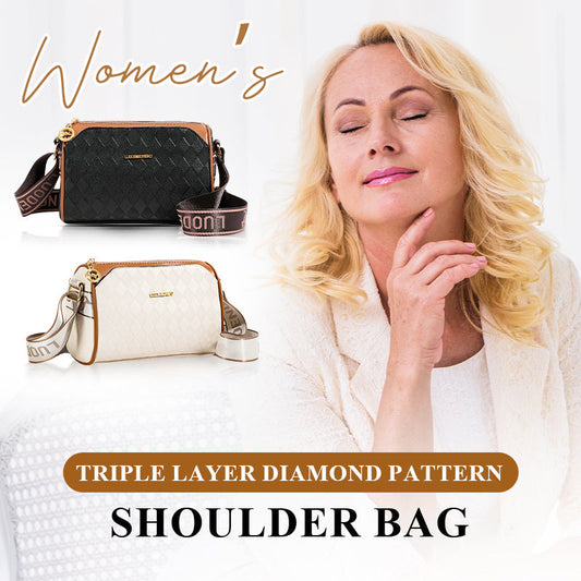 Motefull diamantmønster stor kapasitet 3-lags crossbody-veske