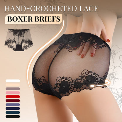 💥Hot Sale 50%OFF😍Håndheklet blonder med høy høyde Boxer Briefs for kvinner