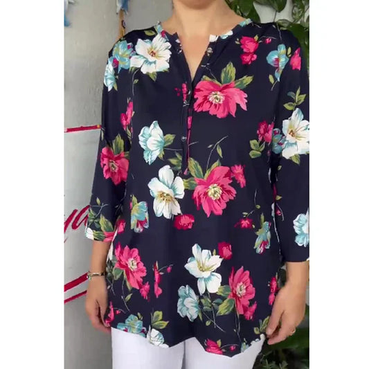 💕 Kortermet t-skjorte for kvinner med sommertrykk
