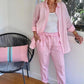 🌸Vårtilbud🌸Kvinne bomullslin langermet bluse og buksesett 🧥+👖