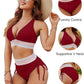 ✨Ny ankomst✨👙Bikinisett med høy midje og fargeblokker for magekontroll
