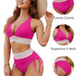✨Ny ankomst✨👙Bikinisett med høy midje og fargeblokker for magekontroll