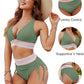 ✨Ny ankomst✨👙Bikinisett med høy midje og fargeblokker for magekontroll