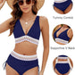 ✨Ny ankomst✨👙Bikinisett med høy midje og fargeblokker for magekontroll