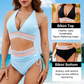 ✨Ny ankomst✨👙Bikinisett med høy midje og fargeblokker for magekontroll