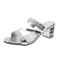 Sandaler med blokkhæl for kvinner med utsmykning av rhinestone