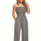 🔥Ensfarget jumpsuit med smokk uten skulder