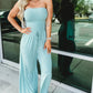 🔥Ensfarget jumpsuit med smokk uten skulder