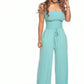 🔥Ensfarget jumpsuit med smokk uten skulder