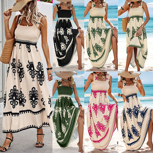 ✨Sommerkjole for kvinner, ermeløs, flytende lang kjole👗