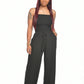 🔥Ensfarget jumpsuit med smokk uten skulder