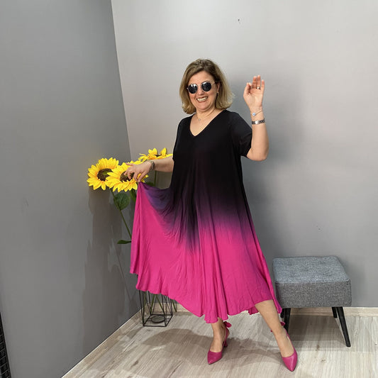 🔥🌷Stor kampanje 49% OFF👗Italia Casual Gradient Tie-dye lang kjole