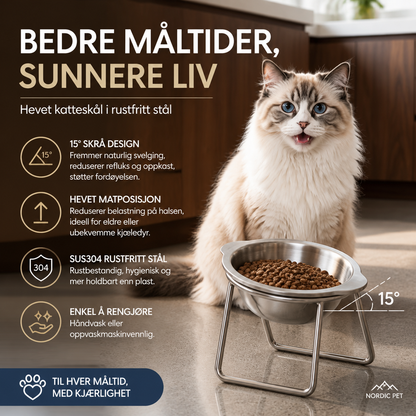 ✨ 50 % rabatt 🥣 Ortopedisk skål med 15 graders helling 🐱🐶 Mindre belastning på nakken, enklere måltider for kjæledyrene dine 💖