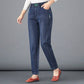 Jeans med høy midje og gulrotfasong i stretch for kvinner