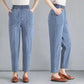 Jeans med høy midje og gulrotfasong i stretch for kvinner