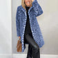 Mellomlang jakke med leopardmønster for dame