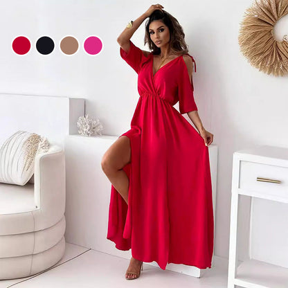 👗🌹 Elegant sexy V-hals-kjole for kvinner