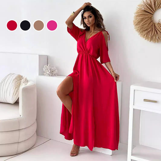 👗🌹 Elegant sexy V-hals-kjole for kvinner