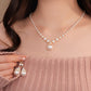 Vintage Elegant Zirconia imitert perlekjede og øredobber