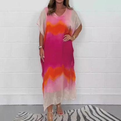 Komfortabel og avslappet Dip Dye-kjole i chiffon for kvinner