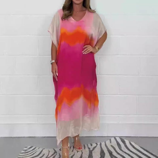 Komfortabel og avslappet Dip Dye-kjole i chiffon for kvinner