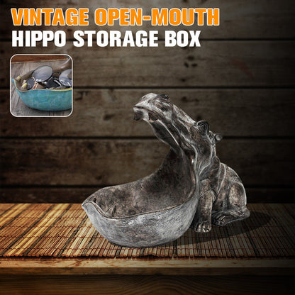 Vintage Hippo oppbevaringsboks med åpen munn