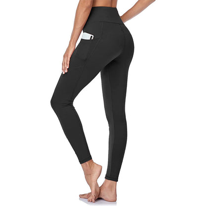 Høyt midjet rumpeløftende magekontroll Shaping Training Leggings med sidelomme