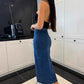 🌸 Stilig knappelukking Delt denim Bodycon-skjørt – uanstrengt chic og komfort!