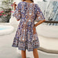 🔥Hot Sale 50 %OFF👗V-hals med kortermet minikjole med blomstertrykk for kvinner