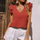 V-hals Ruffle Ermeløs Stretch Topp