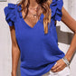 V-hals Ruffle Ermeløs Stretch Topp