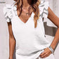 V-hals Ruffle Ermeløs Stretch Topp
