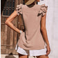 V-hals Ruffle Ermeløs Stretch Topp