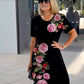 🌸Vårtilbud💐 Kjole med korte ermer og roseblomst