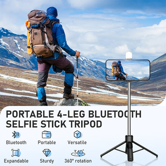 Bærbart Bluetooth selfie-stativ med fire ben