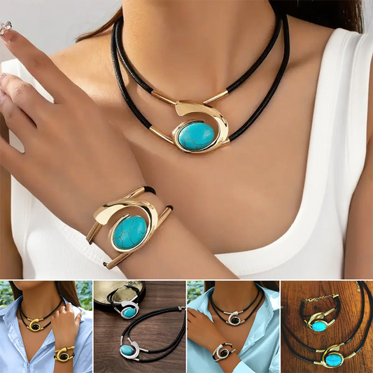 Vintage Boho Halskjede og Armbånd Sett