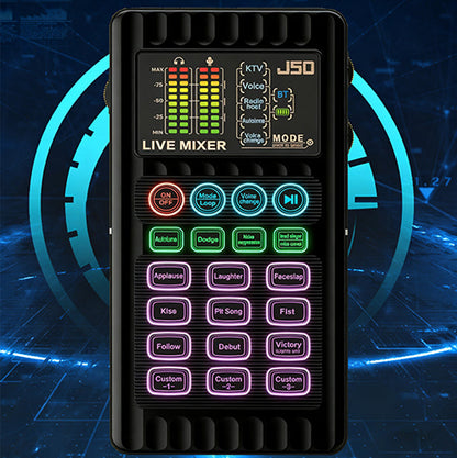 🎙️ NÅ 50 % RABATT! Bærbart lydkort med stemmeveksler – J50 lydmikser, mange lydeffekter og Bluetooth for strømming, podkast og karaoke