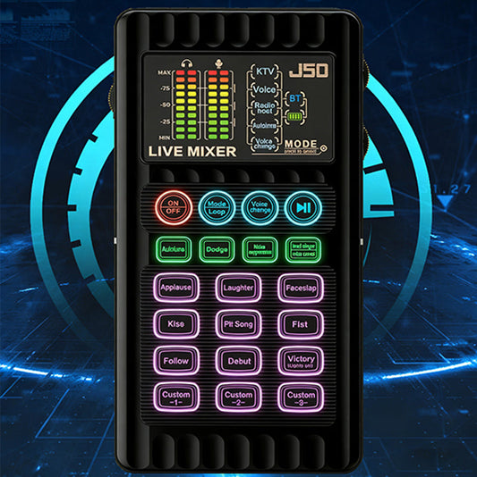 🎙️ NÅ 50 % RABATT! Bærbart lydkort med stemmeveksler – J50 lydmikser, mange lydeffekter og Bluetooth for strømming, podkast og karaoke