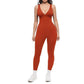 Jumpsuit med høy stretch med V-hals for trening og yoga
