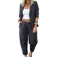 🥳2026 TOPPSALG🥳💞Over 50 000 solgt!🎀💫 50 % RABATT! Sett med smalere bukser og blazer for damer – Åpen front, avslappet passform. Nøytrale farger som passer til alt. Uanstrengt eleganse for enhver anledning. 🛡️🕊️