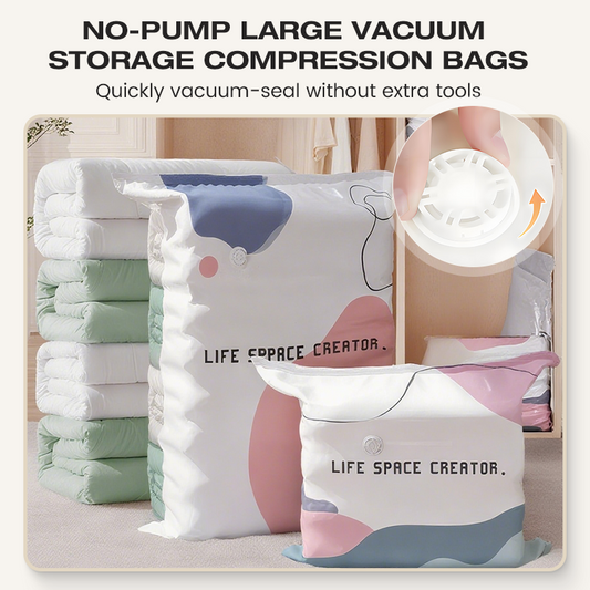 🌸 SISTE DAG – KJØP 2 FÅ 1 GRATIS! 💗 3D-vakuumposer uten pumpe – Plassbesparende gjenbrukbare tetningsposer til sengetøy og klær – Sparer opptil 80 % plass ✨