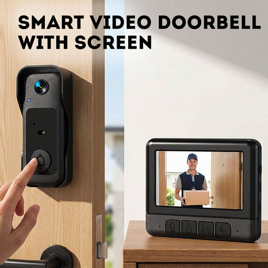 📹 50 % RABATT NÅ! 🏆 Trådløs smart videoringeklokke med skjerm – 1080P HD og toveis lyd – Bevegelsesdeteksjon, nattsyn og enkel installasjon – perfekt for hjemmesikkerhet 🔔📱✨
