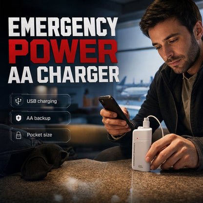 💥Kjøp 1, få 1 gratis💥🔋⚡Bærbar nødlader for mobiltelefoner – powerbank drevet av AA‑batterier med LED‑lommelykt🎁