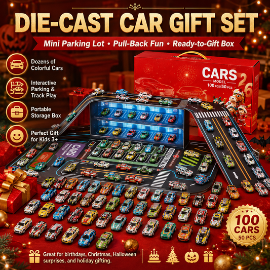 🎁Gaveidé - 50 % RABATT🚗Sammenleggbart lekesett med bil og garasje