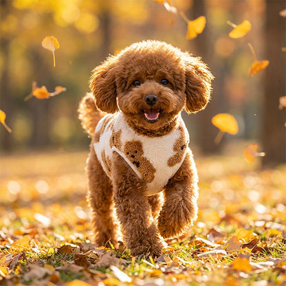 🐾 KUN I EN BEGRENSET PERIODE: 50 % RABATT! 🧸 Søt vest til kjæledyr med plysjfôr – varm plysj, ermeløs modell, bjørnemotiv ❄️