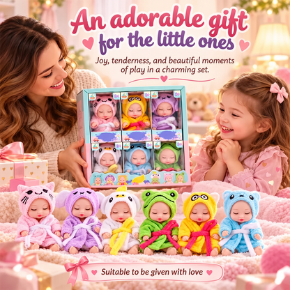 🎅Julesalg – 50 % rabatt! ✨Realistiske minidukker av sovende babyer, dukkesett med søte dyrekostymer, gaveeske med 6 stk.👼