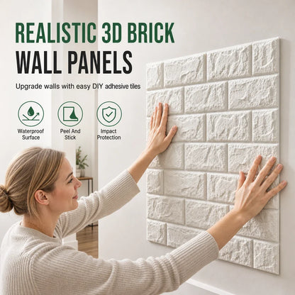 ⏳Tidsbegrenset tilbud: 50 % rabatt⏰ Forvandle vegger på et blunk! Selvklebende 3D-paneler med mursteinsutseende🏡🧱