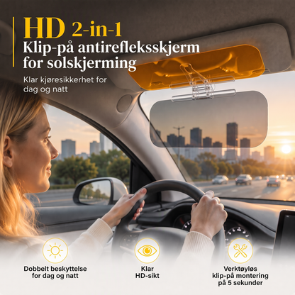 🎉💖Over 80 000 solte enheter! ⚡🚗Bilblendingsskjerm for dag og natt – kraftig blendingsbeskyttelse mot lav sol og fjernlys.